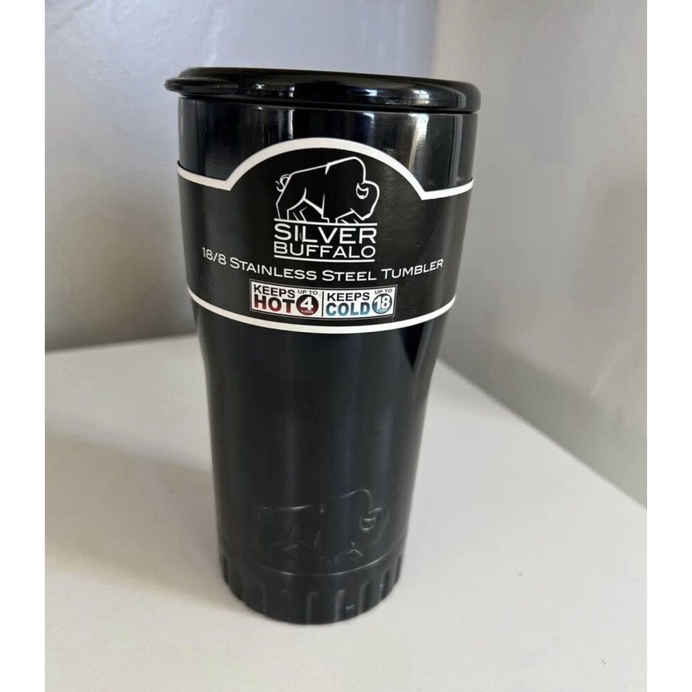 Silver Buffalo 18oz 18/8 Stainless Steel Insulated Tumbler Twist Lid Black